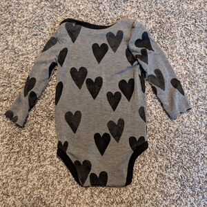 Little Sleepies Gray and Black Heart Bodysuit